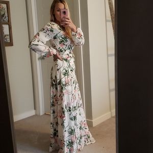 White floral wrap maxi dress